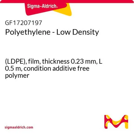 Sigma-Aldrich Polyethylene - Low Density，（LDPE），薄膜，厚度0.23 mm，长度0.5 m，条件无添加剂聚合物