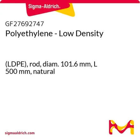 Sigma-Aldrich Polyethylene - Low Density，（LDPE），棒，直径101.6 mm，长度500 mm，天然色