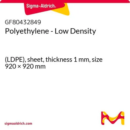 Sigma-Aldrich Polyethylene - Low Density，（LDPE），片材，厚度1 mm，尺寸920 × 920 mm