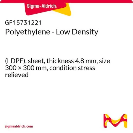 Sigma-Aldrich Polyethylene - Low Density，（LDPE），片材，厚度4.8 mm，尺寸300 × 300 mm，应力消除状态