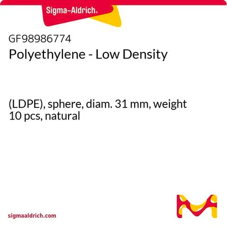 Sigma-Aldrich Polyethylene - Low Density，（LDPE），球形，直径31 mm，重量10件，天然