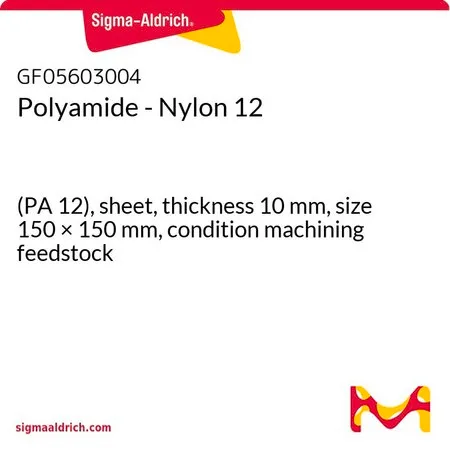 Sigma-Aldrich Polyamide - Nylon 12，(PA 12），板材，厚度10 mm，尺寸150 × 150 mm，条件加工原料