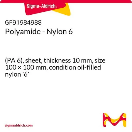 Sigma-Aldrich Polyamide - Nylon 6，(PA 6）、片材，厚度10 mm，尺寸100 × 100 mm，条件充油尼龙"6"