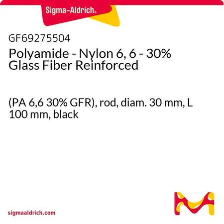 Sigma-Aldrich Polyamide - Nylon 6, 6 - 30% Glass Fiber Reinforced，(PA 6，6 30% GFR），棒，直径30 mm，长度100 mm，黑色