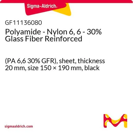 Sigma-Aldrich Polyamide - Nylon 6, 6 - 30% Glass Fiber Reinforced，(PA 6，6 30% GFR），薄板，厚度20 mm，尺寸150 × 190 mm，黑色