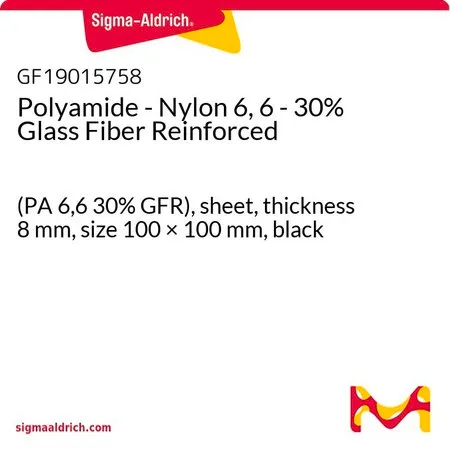 Sigma-Aldrich Polyamide - Nylon 6, 6 - 30% Glass Fiber Reinforced，PA 6，6 30%玻璃纤维增强，片材，厚度8 mm，尺寸100 × 100 mm，黑色