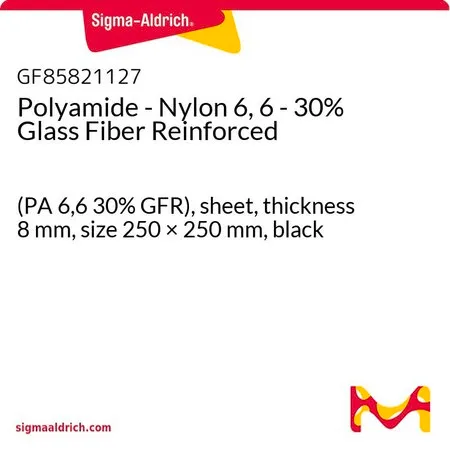 Sigma-Aldrich Polyamide - Nylon 6, 6 - 30% Glass Fiber Reinforced，(PA 6，6 30% GFR），薄板，厚度8 mm，尺寸250 × 250 mm，黑色