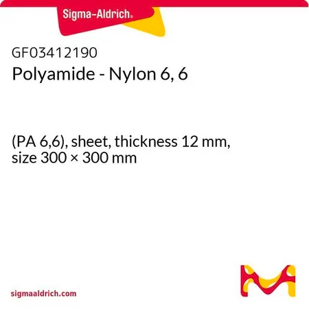 Sigma-Aldrich Polyamide - Nylon 6, 6，(PA 6，6），薄板，厚度12 mm，尺寸300 × 300 mm