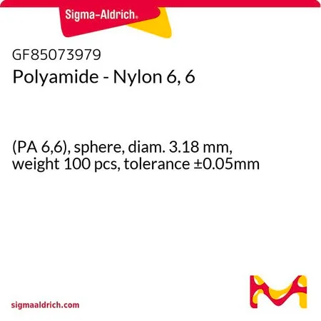 Sigma-Aldrich Polyamide - Nylon 6, 6，(PA 6，6），球形，直径3.18 mm，重量100个，允差±0.05mm