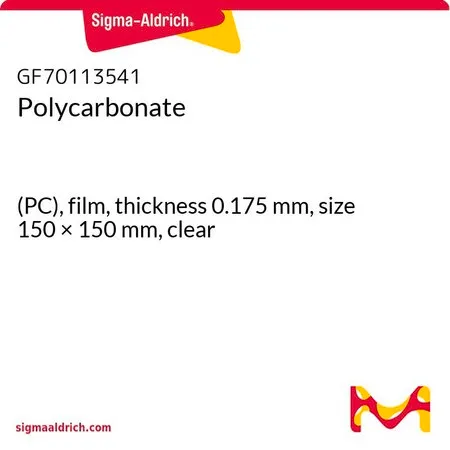 Sigma-Aldrich 聚碳酸酯，(PC)，薄膜，厚度0.175 mm，尺寸150 × 150 mm，透明