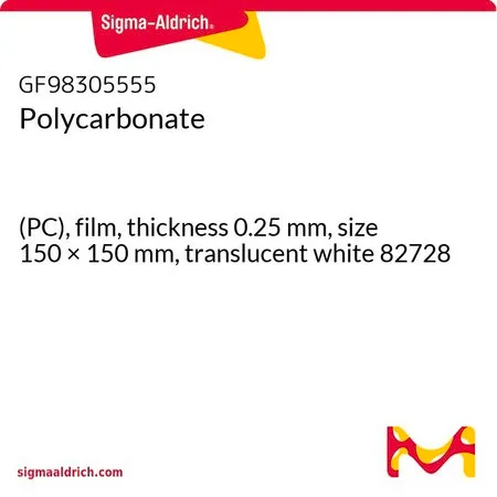 Sigma-Aldrich 聚碳酸酯，(PC)，薄膜，厚度0.25 mm，尺寸150 × 150 mm，半透明白色82728