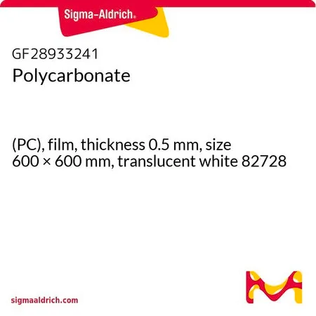Sigma-Aldrich 聚碳酸酯，(PC)，薄膜，厚度0.5 mm，尺寸600 × 600 mm，半透明白色82728