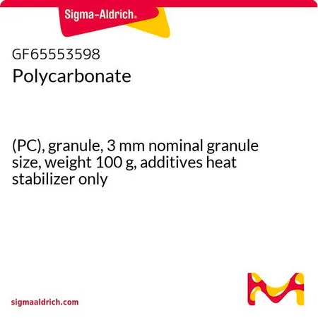 Sigma-Aldrich 聚碳酸酯,(PC),颗粒,3 mm标称粒度,重量100 g,仅添加剂热稳定剂