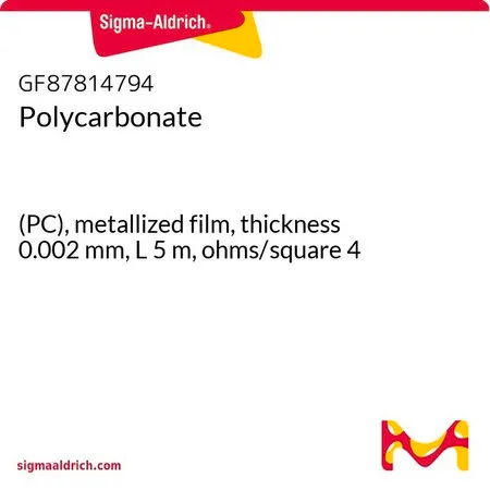 Sigma-Aldrich 聚碳酸酯，(PC)，金属化膜，厚度0.002 mm，L 5 m，欧姆/平方4