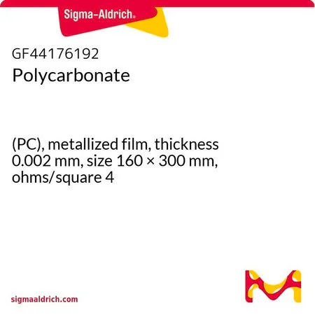 Sigma-Aldrich 聚碳酸酯，(PC)，金属化膜，厚度0.002 mm，尺寸160 × 300 mm，欧姆/平方4