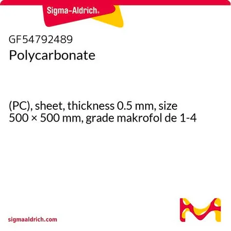 Sigma-Aldrich 聚碳酸酯，(PC)板材，厚度0.5 mm，尺寸500 × 500 mm，等级makrofol de 1 - 4