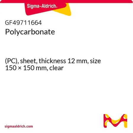 Sigma-Aldrich 聚碳酸酯，(PC)，薄板，厚度12 mm，尺寸150 × 150 mm，透明