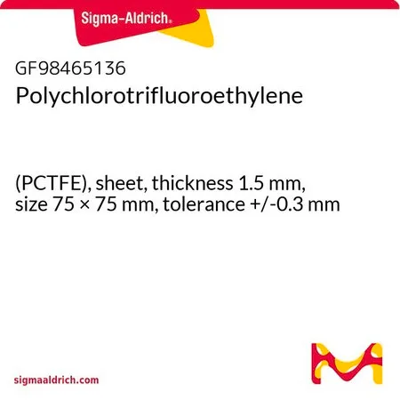 Sigma-Aldrich Polychlorotrifluoroethylene，（PCTFE），薄板，厚度1.5 mm，尺寸75 × 75 mm，公差+/-0.3 mm