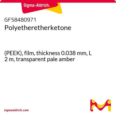 Sigma-Aldrich Polyetheretherketone，（PEEK），薄膜，厚度0.038 mm，L² m，透明淡琥珀色