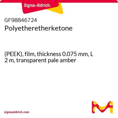 Sigma-Aldrich Polyetheretherketone，（PEEK），薄膜，厚度0.075 mm，L² m，透明淡琥珀色