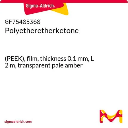 Sigma-Aldrich Polyetheretherketone，（PEEK），薄膜，厚度0.1 mm，L² m，透明淡琥珀色