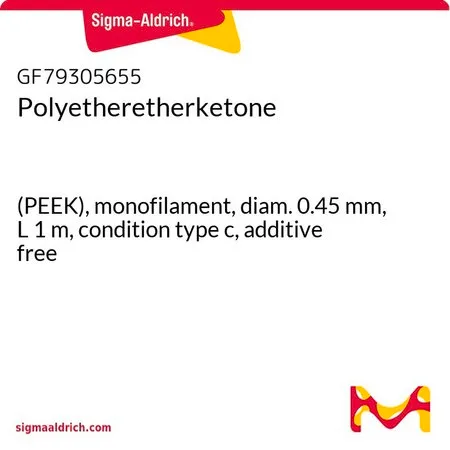 Sigma-Aldrich Polyetheretherketone，（PEEK），单丝，直径0.45 mm，长度1 m，条件类型c，无添加剂