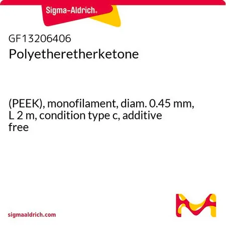 Sigma-Aldrich Polyetheretherketone，（PEEK），单丝，直径0.45 mm，长度2 m，条件类型c，无添加剂