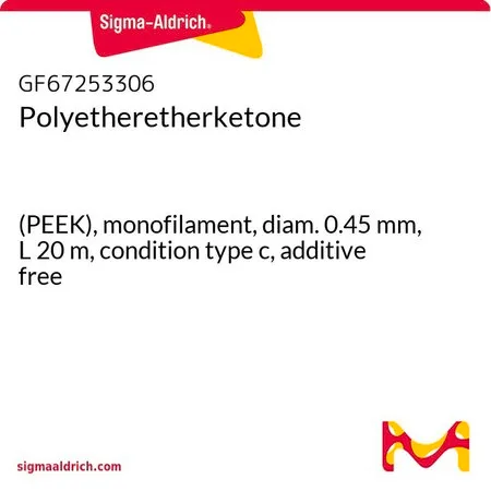 Sigma-Aldrich Polyetheretherketone，（PEEK），单丝，直径0.45 mm，长度20 m，条件类型c，无添加剂