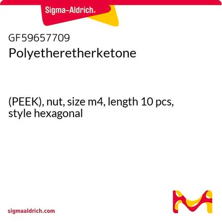 Sigma-Aldrich Polyetheretherketone，（PEEK），螺母，尺寸m4，长10个，六角型
