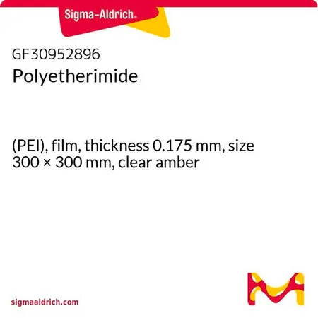 Sigma-Aldrich 聚醚酰亚胺，(PEI)，薄膜，厚度0.175 mm，尺寸300 × 300 mm，透明琥珀色