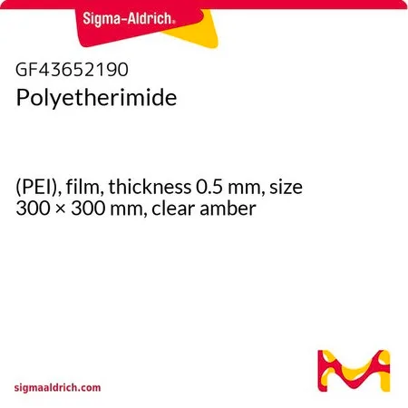 Sigma-Aldrich 聚醚酰亚胺，(PEI)，薄膜，厚度0.5 mm，尺寸300 × 300 mm，透明琥珀色