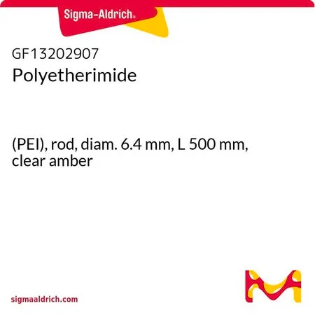 Sigma-Aldrich 聚醚酰亚胺，(PEI)，杆，直径6.4 mm，长度500 mm，透明琥珀色