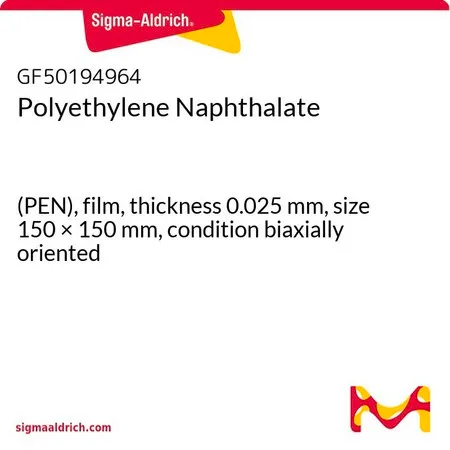 Sigma-Aldrich Polyethylene Naphthalate，(PEN)，薄膜，厚度0.025 mm，尺寸150 × 150 mm，条件双轴取向