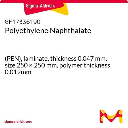 Sigma-Aldrich Polyethylene Naphthalate，(PEN)层压板，厚度0.047 mm，尺寸250 × 250 mm，聚合物厚度0.012 mm