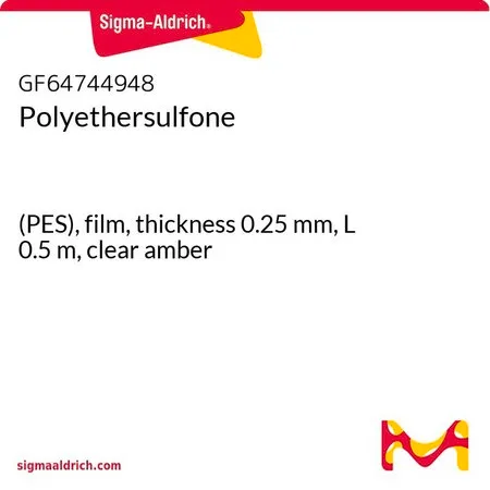 Sigma-Aldrich Polyethersulfone，(PES)，薄膜，厚度0.25 mm，长度0.5 m，透明琥珀色