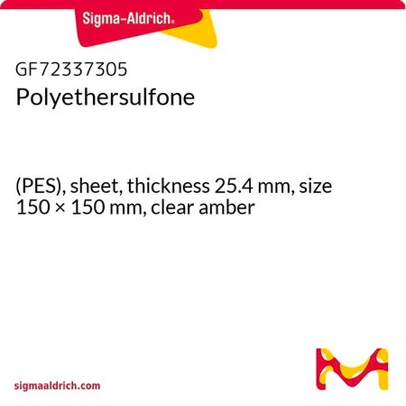 Sigma-Aldrich Polyethersulfone，(PES)，薄板，厚度25.4 mm，尺寸150 × 150 mm，透明琥珀色