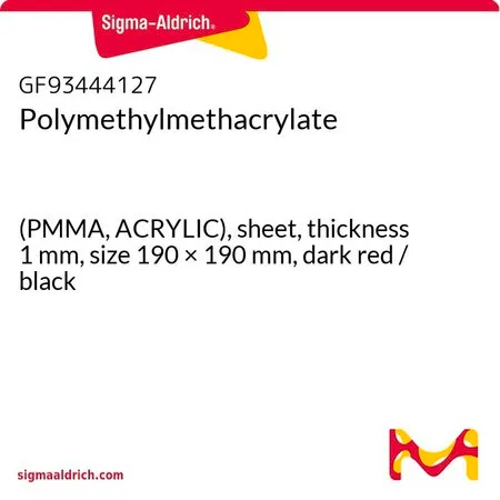 Sigma-Aldrich Polymethylmethacrylate，(PMMA，亚克力），片材，厚度1 mm，尺寸190 × 190 mm，暗红色/黑色