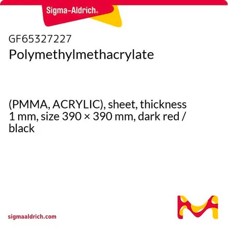 Sigma-Aldrich Polymethylmethacrylate，(PMMA，亚克力），片材，厚度1 mm，尺寸390 × 390 mm，暗红色/黑色