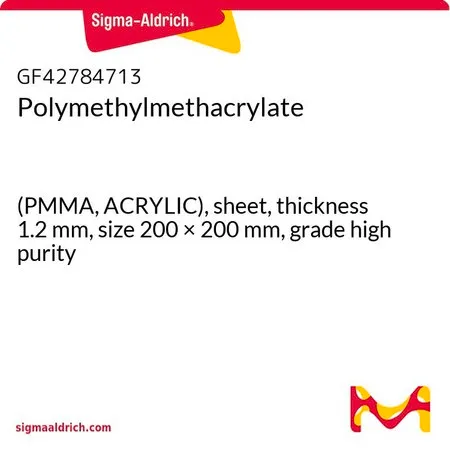 Sigma-Aldrich Polymethylmethacrylate，(PMMA，亚克力），片材，厚度1.2 mm，尺寸200 × 200 mm，高纯度等级