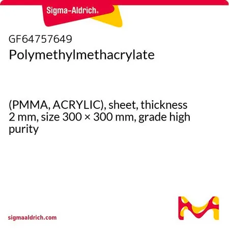 Sigma-Aldrich Polymethylmethacrylate，(PMMA，亚克力），片材，厚度2 mm，尺寸300 × 300 mm，高纯度等级