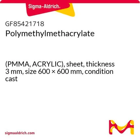 Sigma-Aldrich Polymethylmethacrylate，(PMMA，亚克力），板材，厚度3 mm，尺寸600 × 600 mm，状态铸造