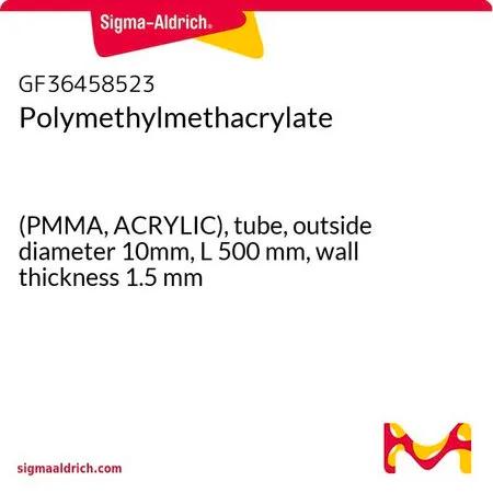 Sigma-Aldrich Polymethylmethacrylate，(PMMA，丙烯酸），管，外径10 mm，长度500 mm，壁厚1.5 mm