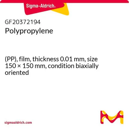 Sigma-Aldrich 聚丙烯，(PP)膜，厚度0.01 mm，尺寸150 × 150 mm，条件双轴取向