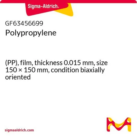 Sigma-Aldrich 聚丙烯，(PP)薄膜，厚度0.015 mm，尺寸150 × 150 mm，条件双轴取向