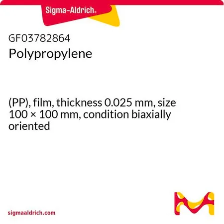 Sigma-Aldrich 聚丙烯，(PP)薄膜，厚度0.025 mm，尺寸100 × 100 mm，条件双轴取向
