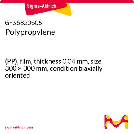 Sigma-Aldrich 聚丙烯，(PP)膜，厚度0.04 mm，尺寸300 × 300 mm，条件双轴取向