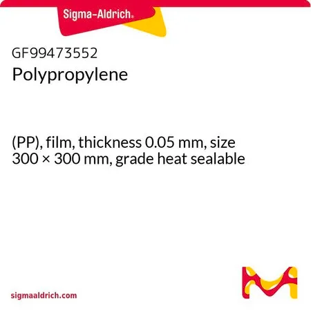 Sigma-Aldrich 聚丙烯，(PP)，薄膜，厚度0.05 mm，尺寸300 × 300 mm，等级可热封