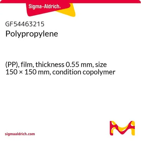 Sigma-Aldrich 聚丙烯，(PP)，薄膜，厚度0.55 mm，尺寸150 × 150 mm，条件共聚物
