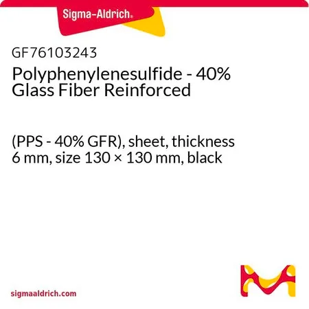 Sigma-Aldrich Polyphenylenesulfide - 40% Glass Fiber Reinforced，(PPS-40%GFR），薄板，厚度6 mm，尺寸130 × 130 mm，黑色