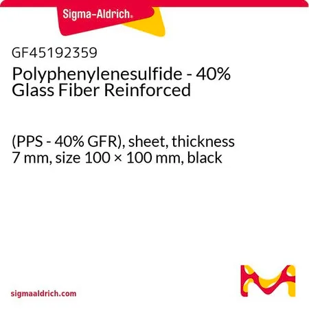 Sigma-Aldrich Polyphenylenesulfide - 40% Glass Fiber Reinforced，(PPS-40%GFR），薄板，厚度7 mm，尺寸100 × 100 mm，黑色